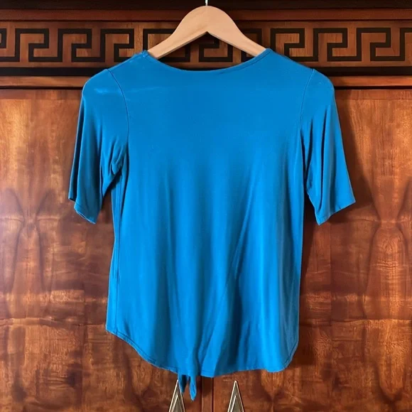 I Love Pinc Girls XL Blue Tie Front Short Sleeve Tee Boho Casual Top - Picture 2 of 11
